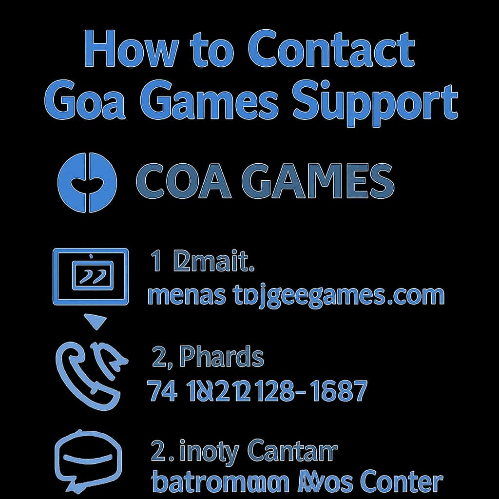 Illustration of contact methods for Goa Games support.