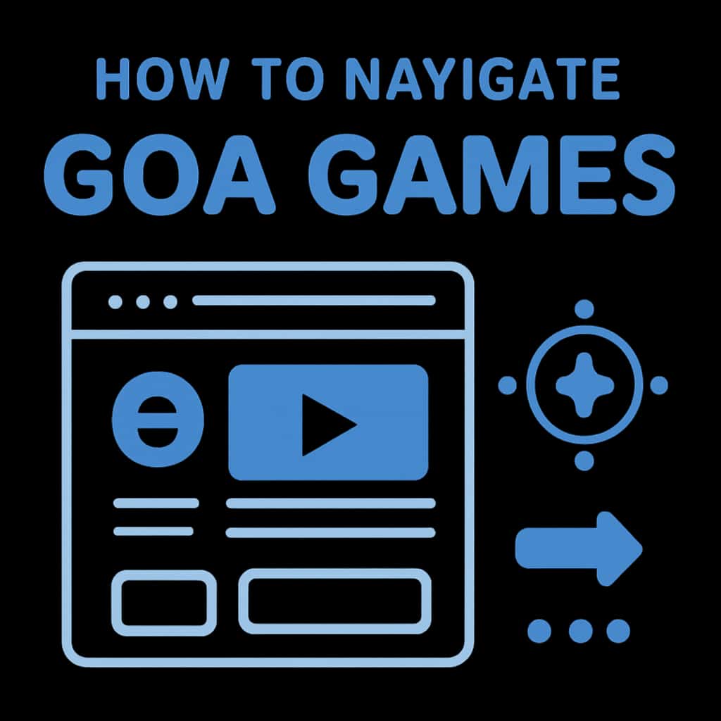 An educational diagram illustrating navigation steps in Goa Games.