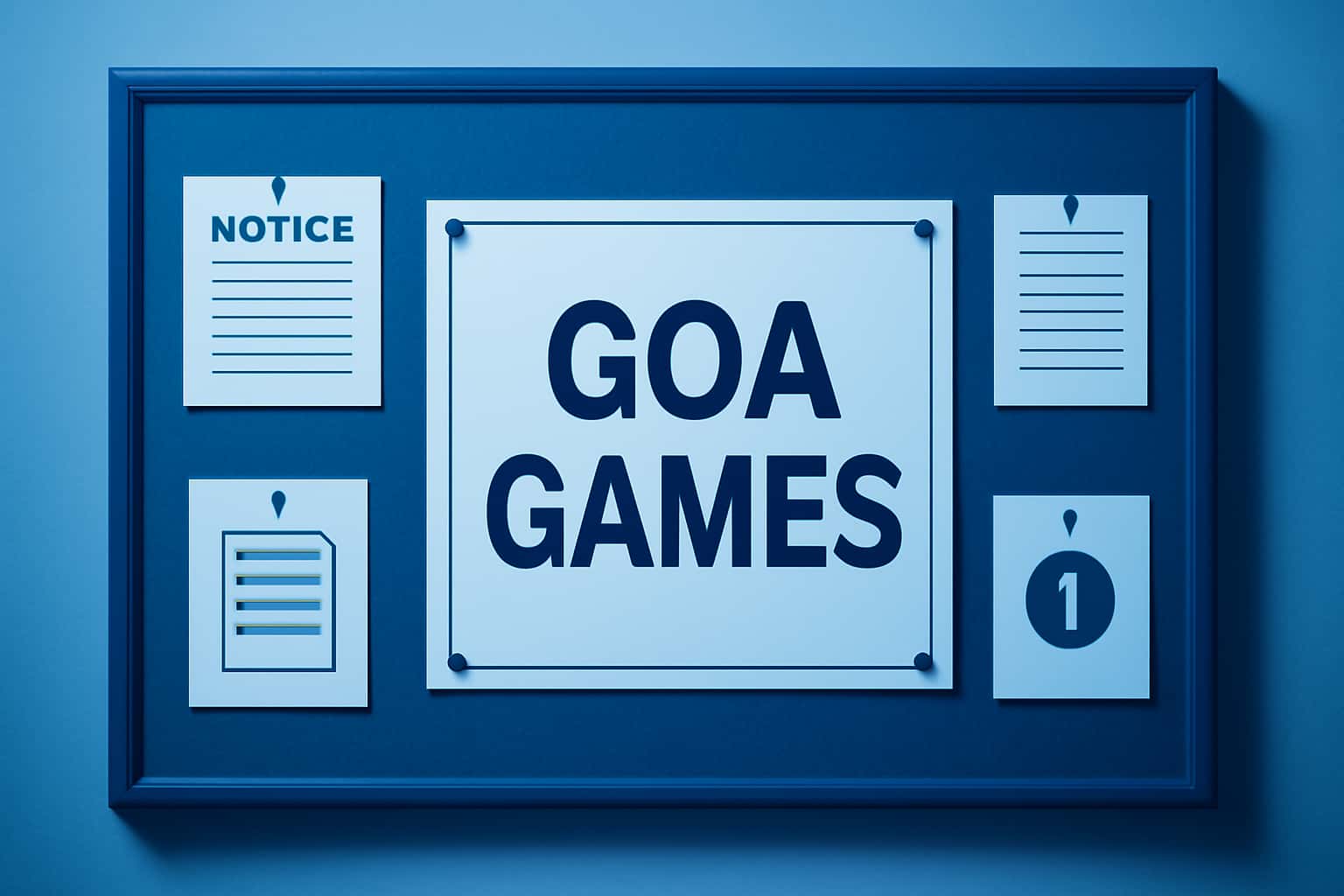 An informational graphic displaying Goa Games Notices with a modern design.