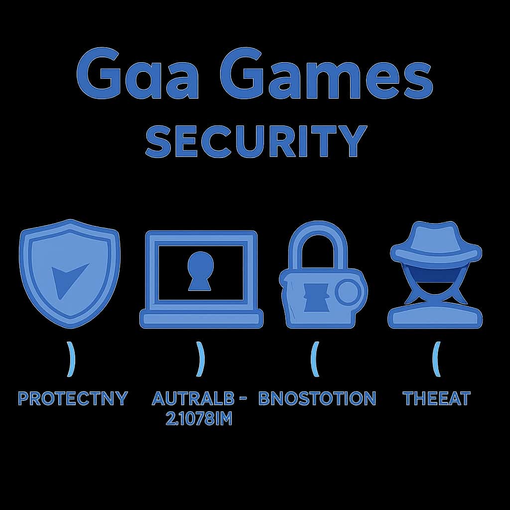 Illustration breaking down Goa Games Security features.