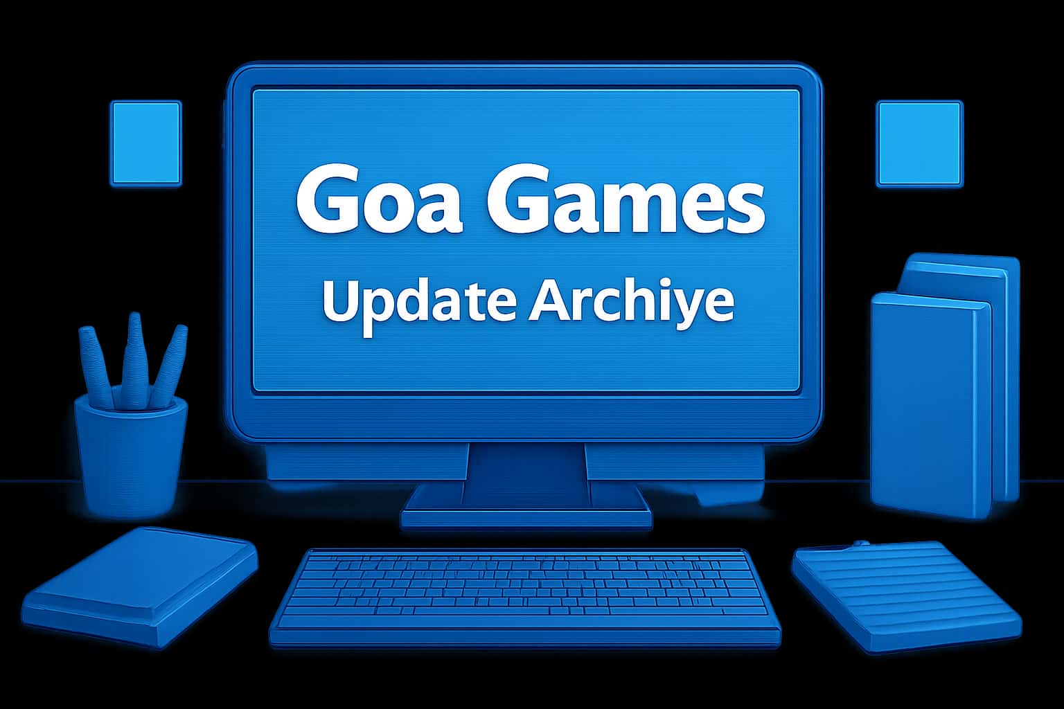 An informative representation of the Goa Games Update Archive with clear text.